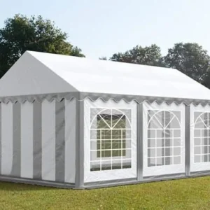 Carpa 3X6 ECO PVC 700 Blanca-Gris con ventanas