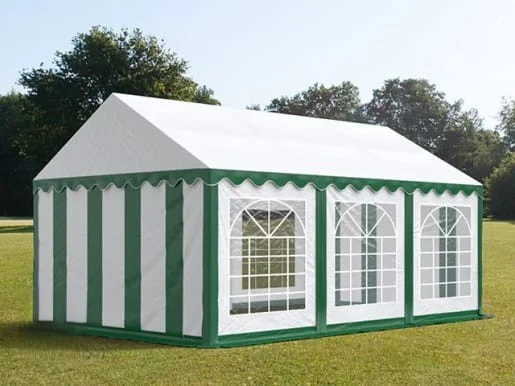 Carpa 3X6 ECO PVC 700 Blanca-Verde con ventanas