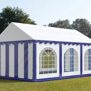 Carpa 3X6 PLUS PVC 750 Blanca-Azul con ventanas
