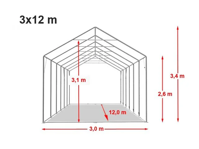 Carpa 3X12 MAX PVC 800 2.6 Blanca con ventanas - Imagen 3