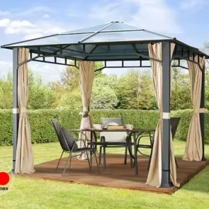 Cenador techo fijo Sunset Deluxe, 3x3m, champán
