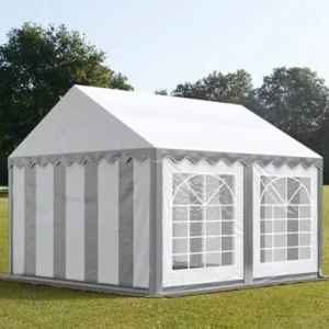 Carpa 3X3 ECO PVC 700 Blanca-Gris con ventanas