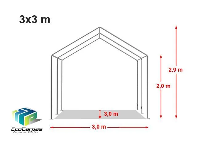 Carpa 3X3 ECO PVC 700 IGNIFUGA Blanca con ventanas - Imagen 3