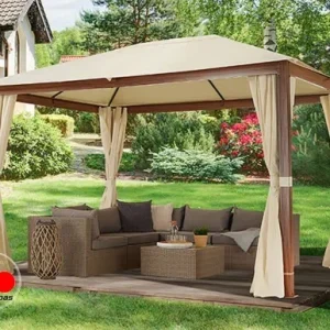 Cenador Forest Premium, 3x4m, óptica roble, champán