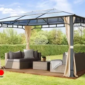 Cenador techo fijo Sunset Deluxe, 3x4m, champán