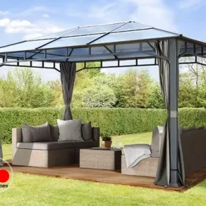 Cenador techo fijo Sunset Deluxe, 3x4m, gris loft