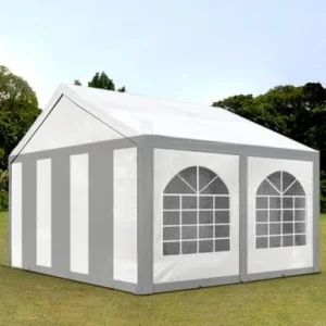 Carpa 3X4 BASICA PE 450 Blanca-Gris con ventanas