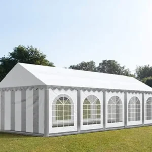 Carpa 4X10 PLUS PVC 750 Blanca-Gris con ventanas