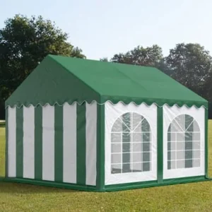 Carpa 4X4 PLUS PVC 750 Blanca-Verde Techo Verde con ventanas