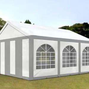 Carpa 4X6 BASICA PE 450 Blanca-Gris con ventanas