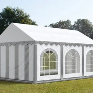 Carpa 4X6 PLUS PVC 750 IGNIFUGA Blanca-Gris con ventanas