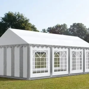 Carpa 4X8 ECO PVC 700 Blanca-Gris con ventanas