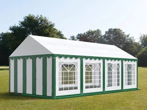 Carpa 4X8 ECO PVC 700 Blanca-Verde con ventanas