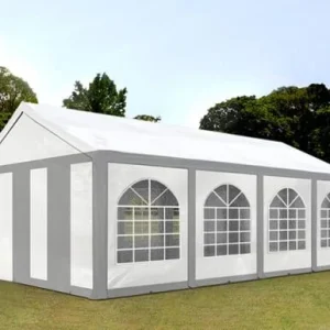 Carpa 4X8 BASICA PE 450 Blanca-Gris con ventanas