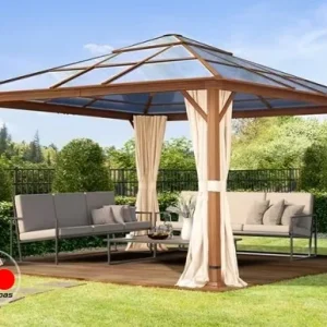 Cenador Forest Deluxe, champán, 4x4m con óptica de roble