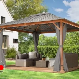 Cenador Forest Superior, 4x4m, óptica roble, gris loft