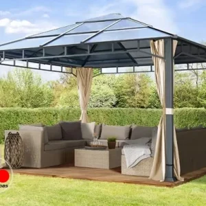 Cenador techo fijo Sunset Deluxe, 4x4m, champán