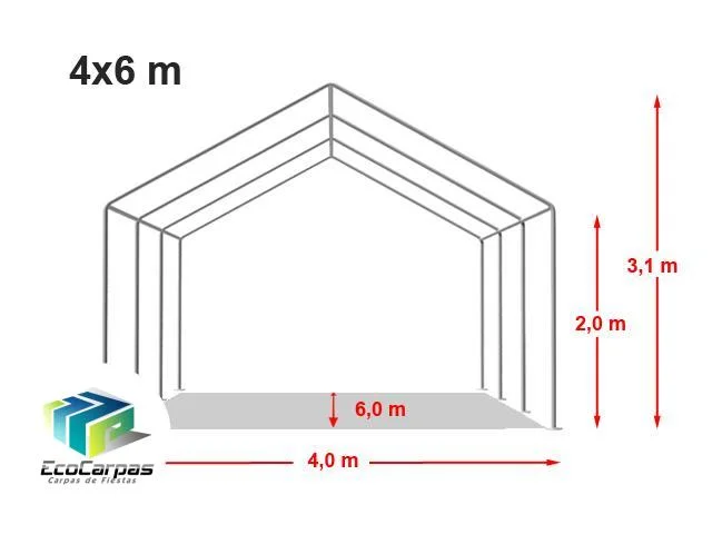 Carpa 4X6 ECO PVC 700 Blanca con ventanas - Imagen 3