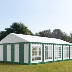 Carpa 5X10 ECO PVC 700 Blanca-Verde con ventanas