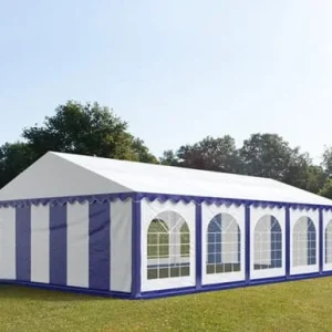 Carpa 5X10 PLUS PVC 750 Blanca-Azul con ventanas