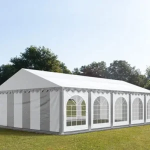 Carpa 5X10 PLUS PVC 750 Blanca-Gris con ventanas