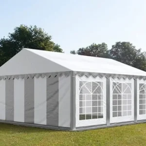 Carpa 5X6 ECO PVC 700 Blanca-Gris con ventanas