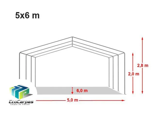 Carpa 5X6 ECO PVC 700 Blanca-Gris con ventanas - Imagen 3