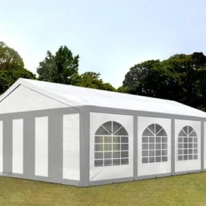 Carpa 5X8 BASICA PE 450 Blanca-Gris con ventanas