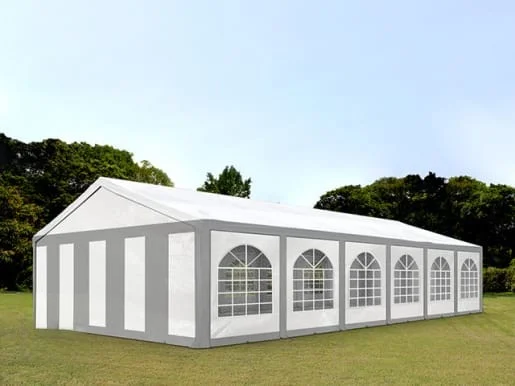 Carpa 6X12 BASICA PE 450 Blanca-Gris con ventanas