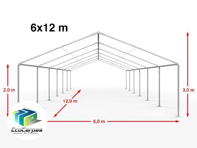 Carpa 6X12 BASICA PE 450 Blanca con ventanas - Imagen 3