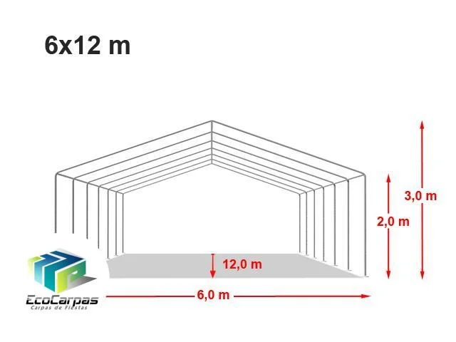 Carpa 6X12 ECO PVC 700 Blanca-Gris con ventanas - Imagen 3