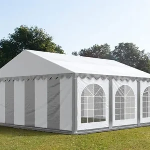 Carpa 6X6 PLUS PVC 750 Blanca-Gris con ventanas