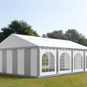 Carpa 6X8 PLUS PVC 750 Blanca-Gris con ventanas