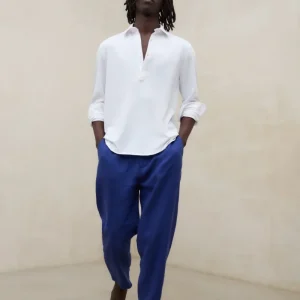 PANTALONES DE LINO ETHIWIN AZUL