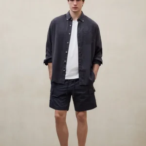 CAMISA ANTEJO DE TENCEL AZUL MARINO