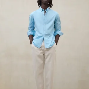 CAMISA ANTEJO DE POPELÍN AZUL