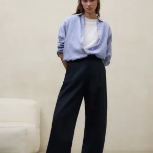 PANTALONES DE LINO MIEL AZUL MARINO