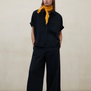 CAMISA MELANIA DE SEERSUCKER AZUL MARINO