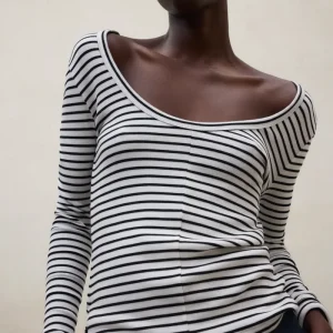 CAMISETA DE MANGA LARGA FARO A RAYAS NEGRA