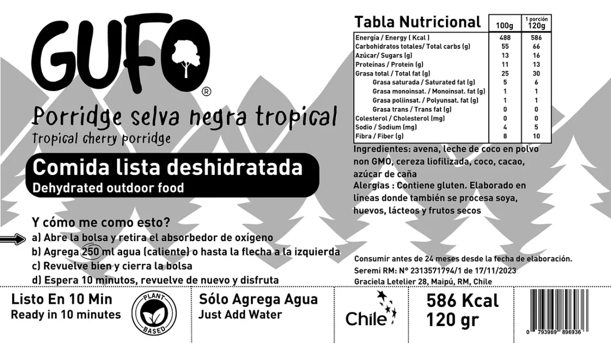 Postre Liofilizado Porridge Selva negra tropical - Imagen 3