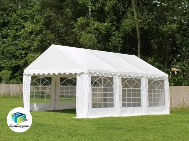 Carpa 5X6 ECO PVC 700 Blanca-Gris con ventanas - Imagen 4