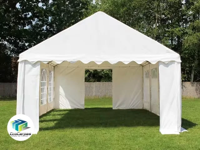 Carpa 5X6 ECO PVC 700 Blanca-Gris con ventanas - Imagen 5