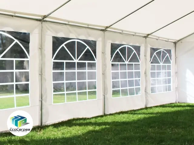 Carpa 4X6 ECO PVC 700 IGNIFUGA Blanca-Gris con ventanas - Imagen 6