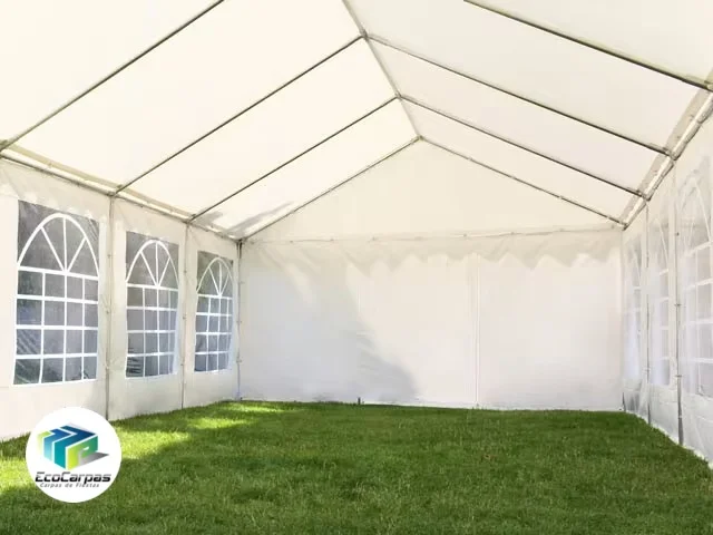 Carpa 6X12 ECO PVC 700 Blanca-Gris con ventanas - Imagen 7