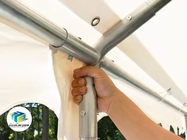 Carpa 3X3 ECO PVC 700 Blanca-Gris con ventanas - Imagen 8